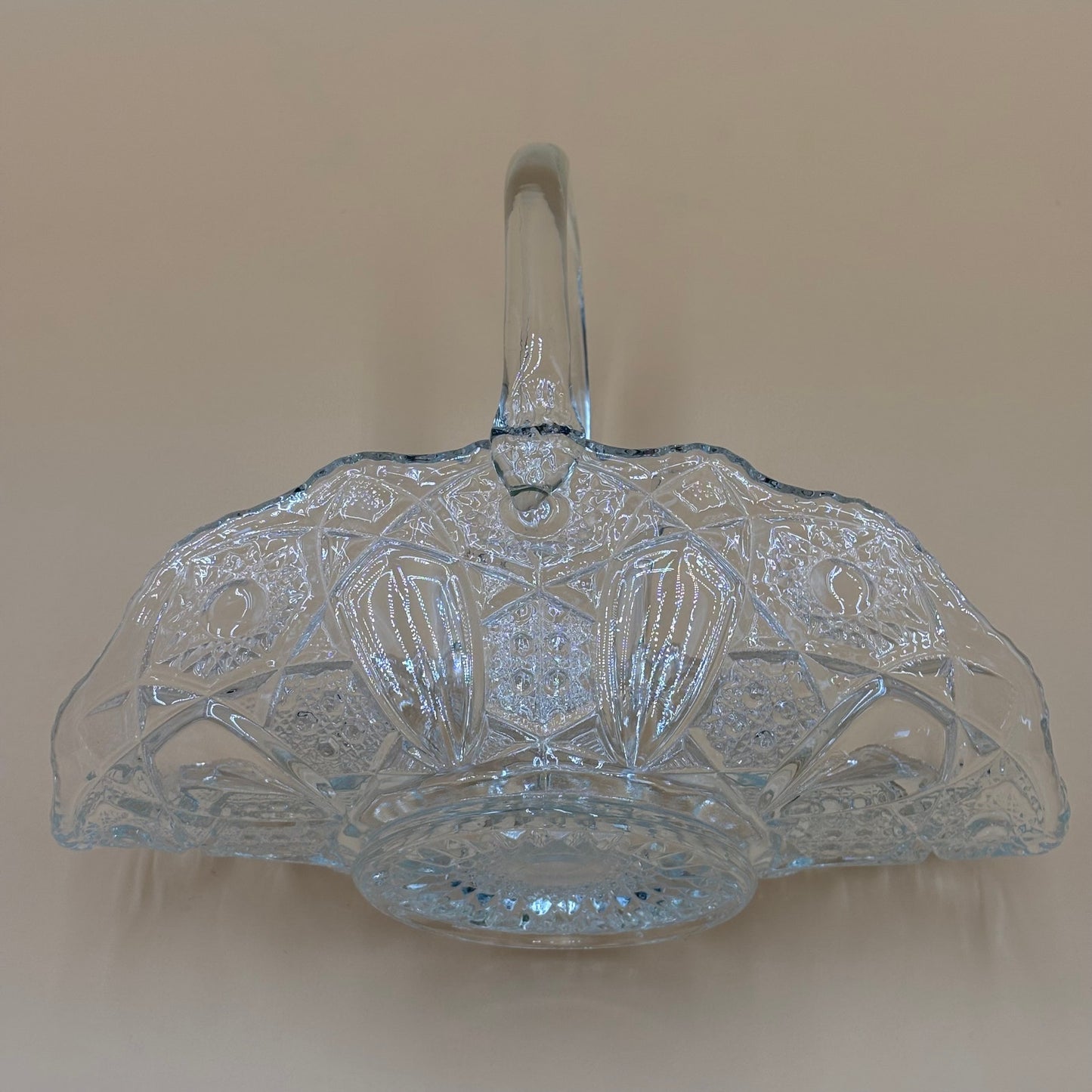 Vintage LE Smith Clear Bridal Basket Hobstar & Cane Pattern