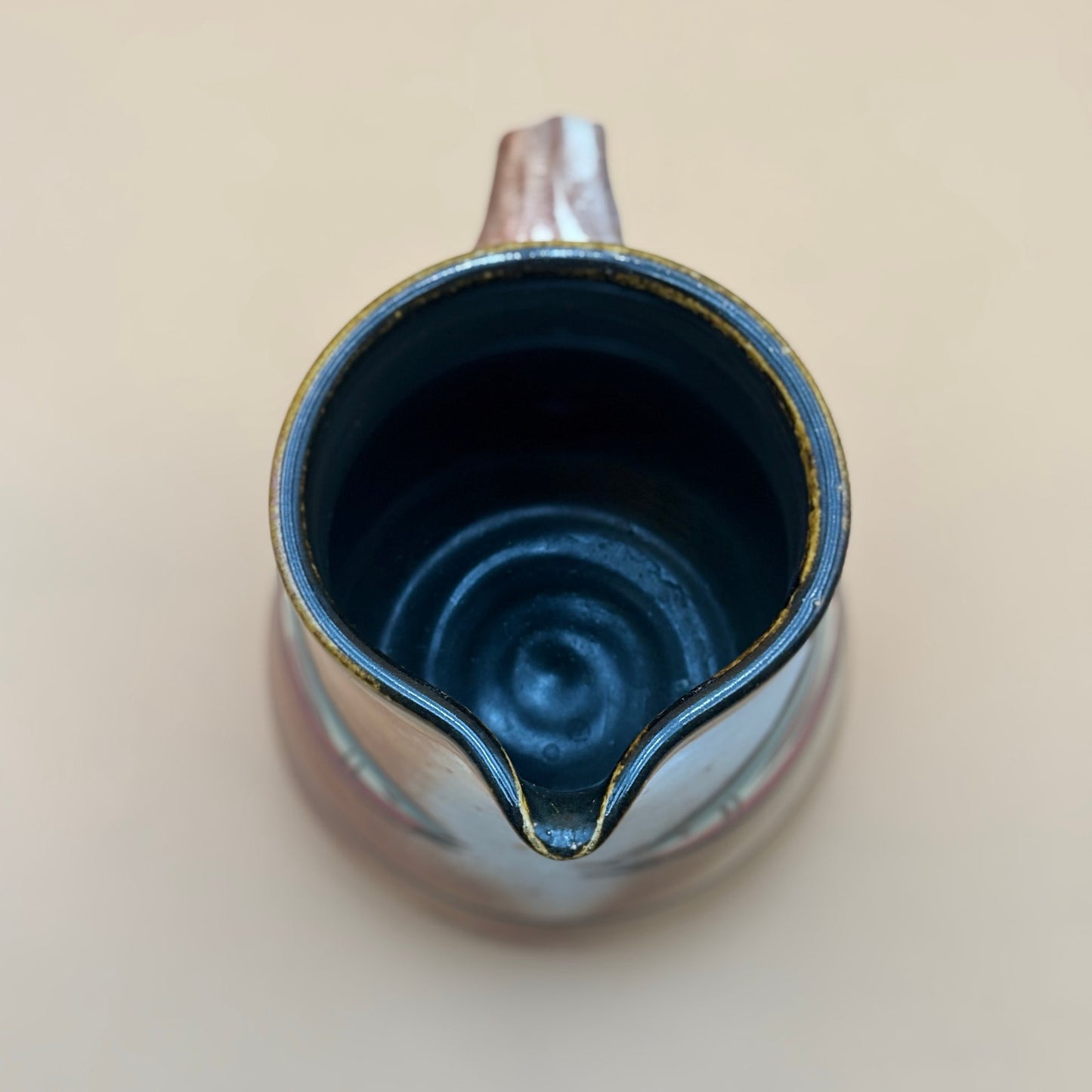 Studio Pottery Fish Pitcher with “M” Handle Mark – Hand-Painted 8″