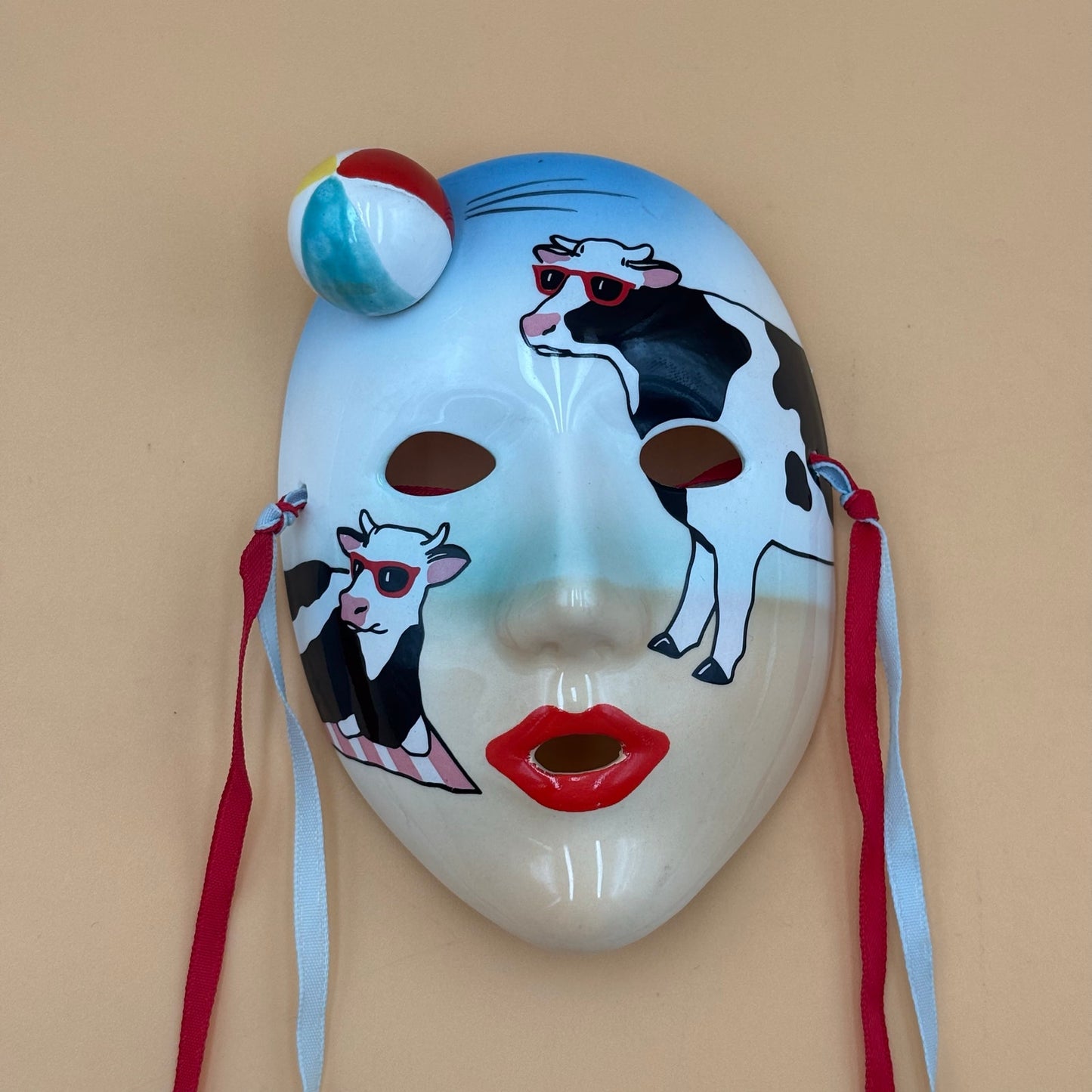 Vandor Pelzman Designs Hand Decorated Cow Mask – 1986 Japan