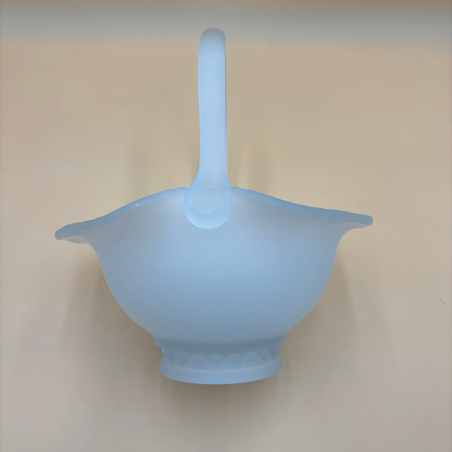 Vintage Frosted Satin Glass Basket - DB Maker Mark 11.5"
