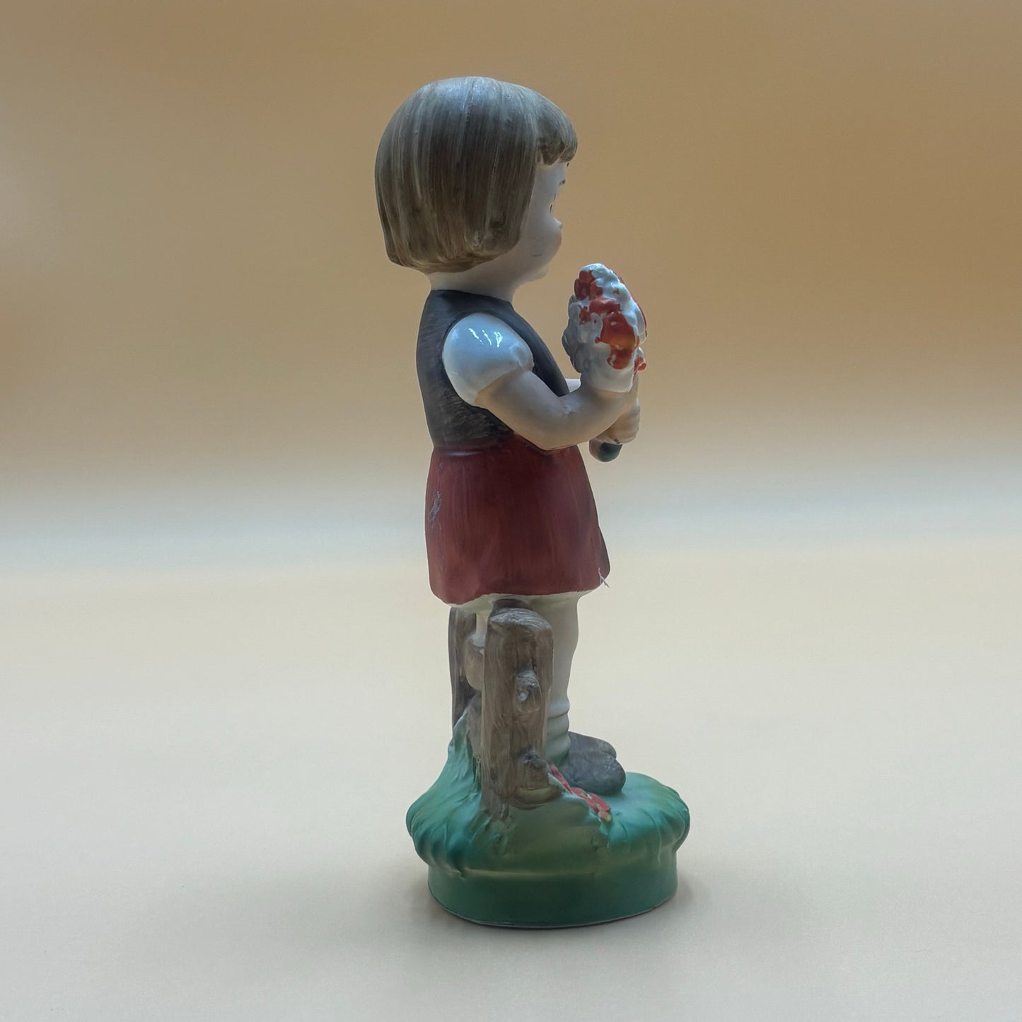 Vintage Girl with Flowers Figurine - Made in Japan