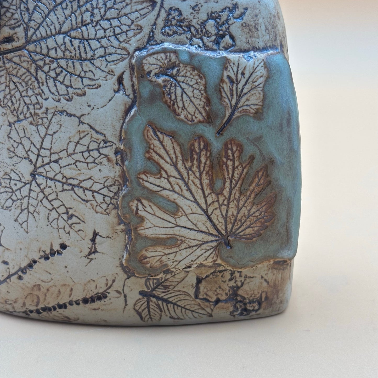 Malaysia Handicraft Tenmoku Pottery Vase with Bamboo Handle