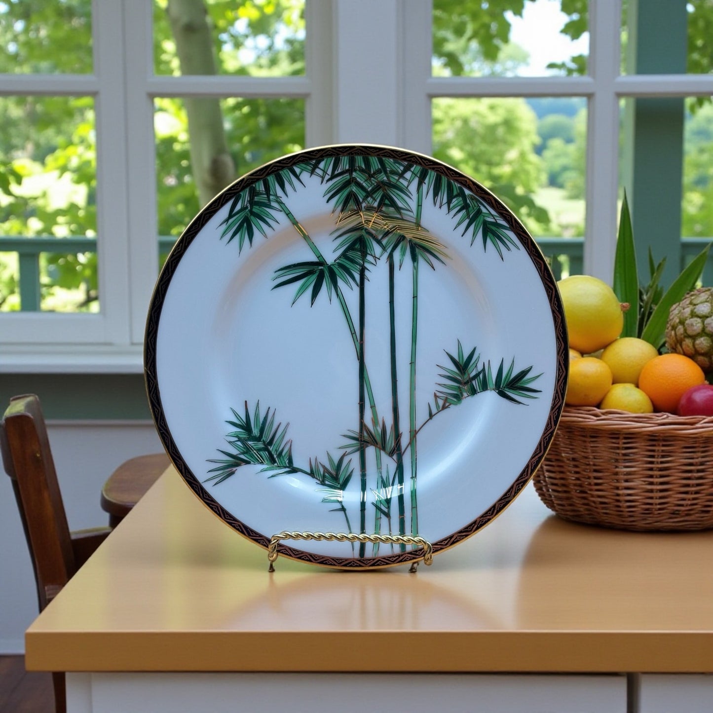 Set of 4 Vintage Hand-Painted Bamboo Plates – Japan