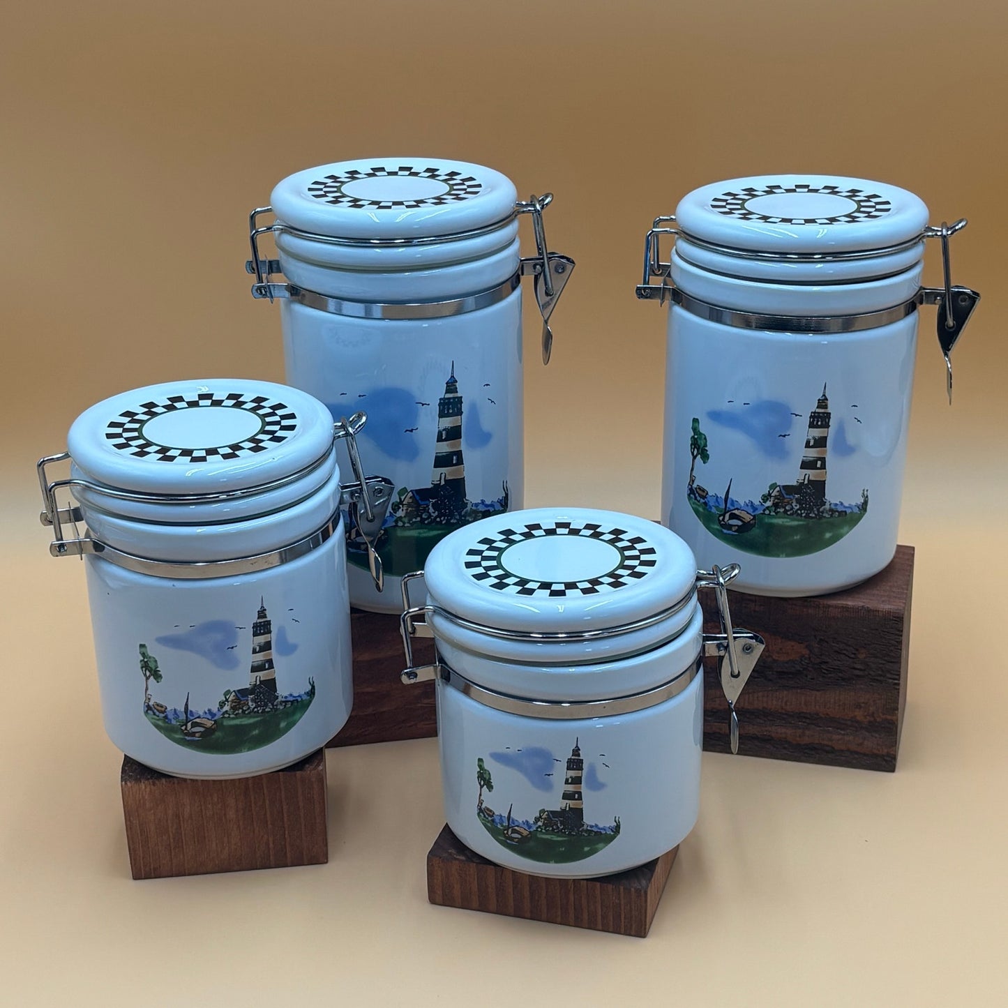 Vintage Alco Industries Lighthouse Canister Set - 4 Piece Kitchen Storage