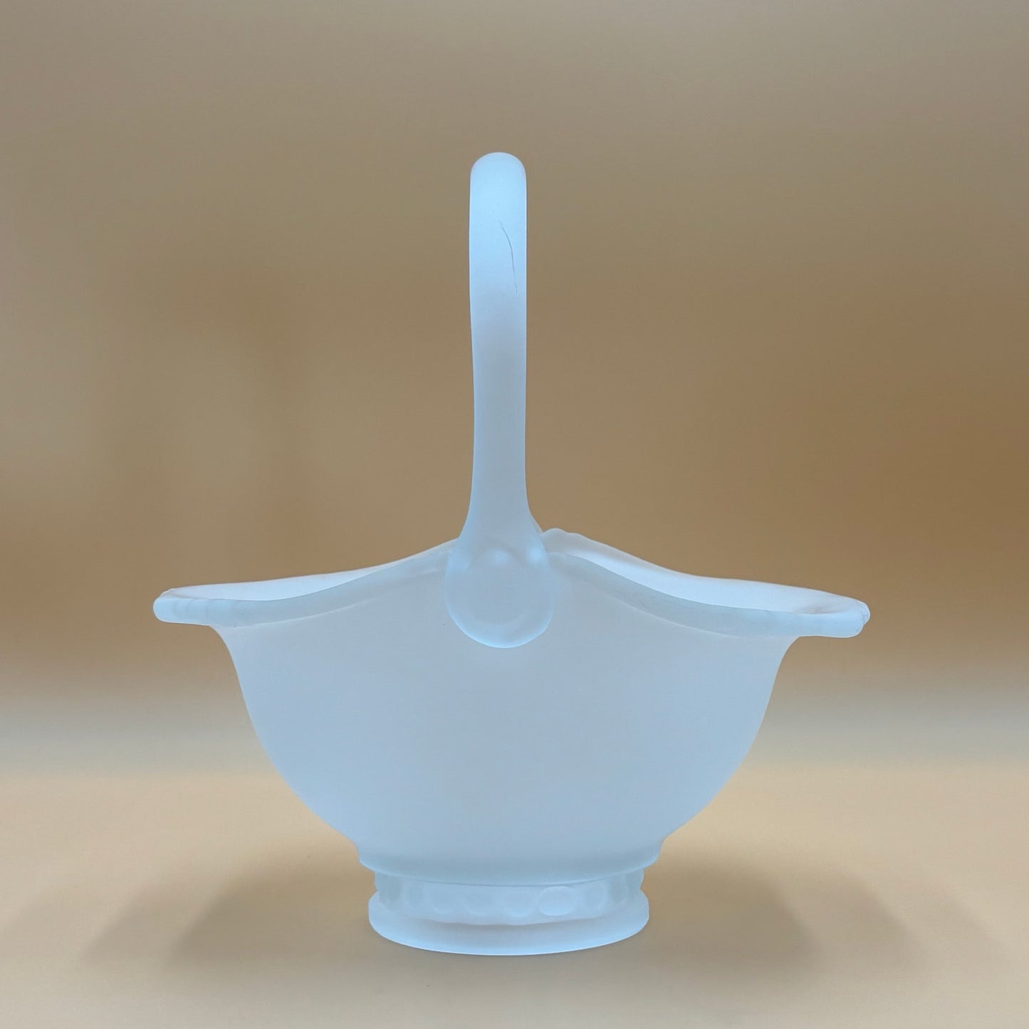 Vintage Frosted Satin Glass Basket - DB Maker Mark 11.5"