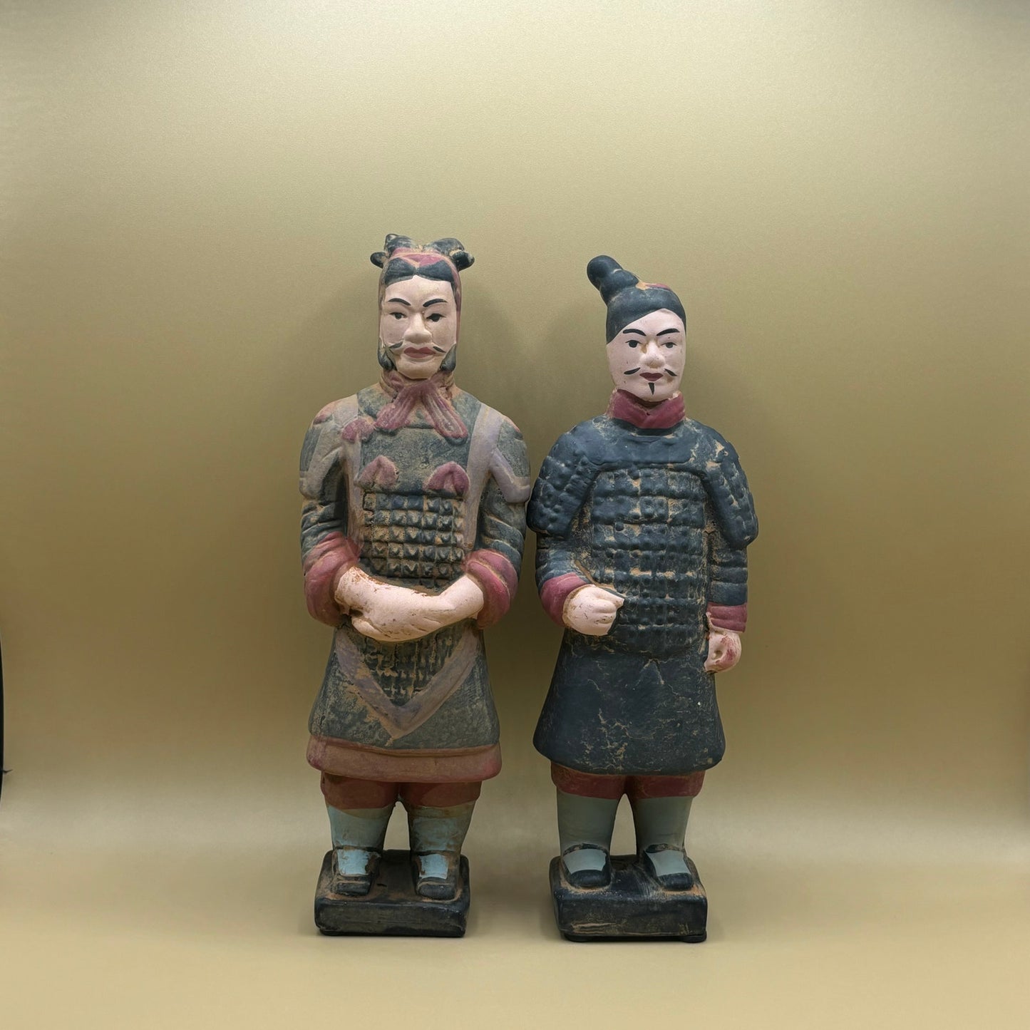 Vintage Chinese Terracotta Warrior Figurines - Set of 2