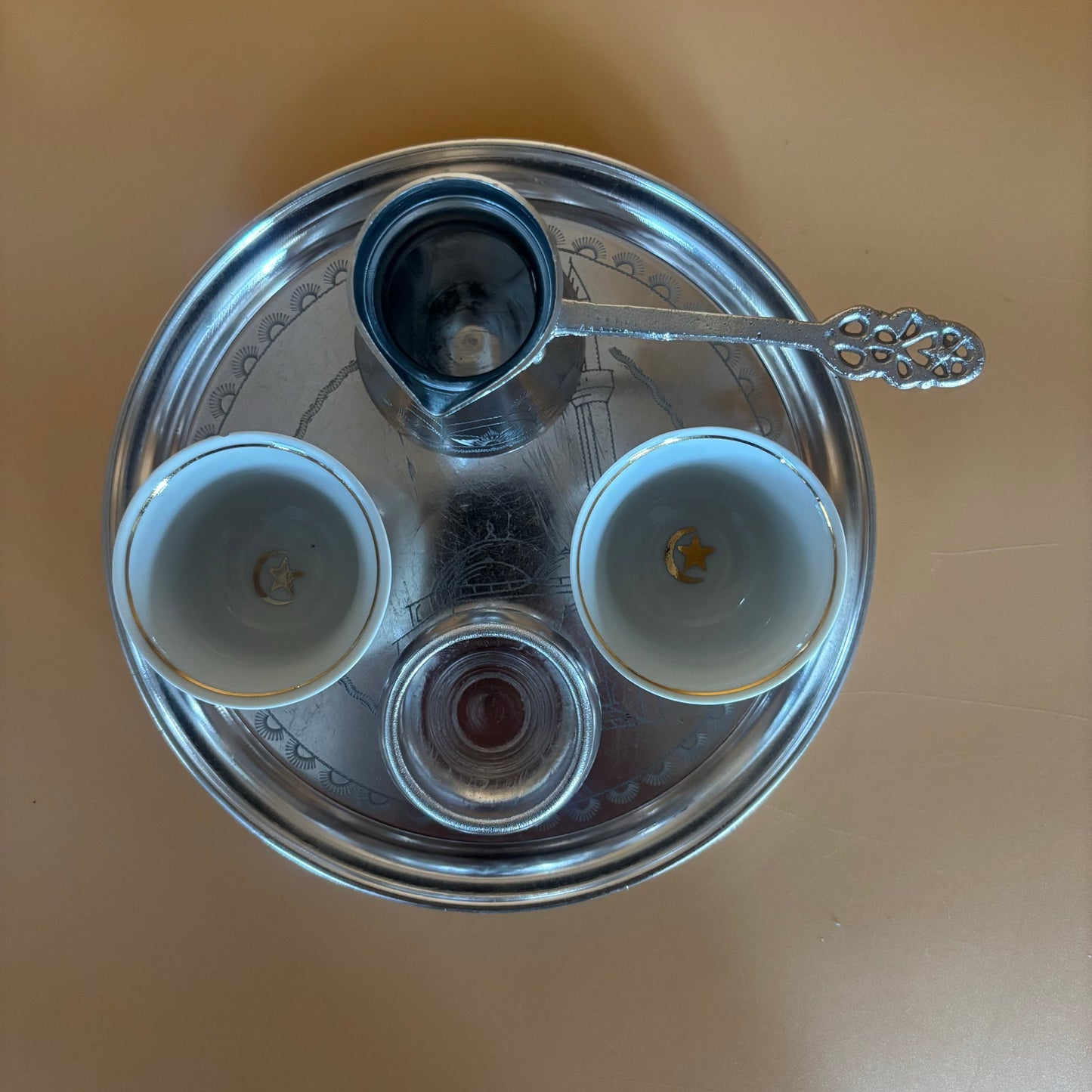 Antique Turkish Coffee Set with Tray, Cups, Pot & Accessories