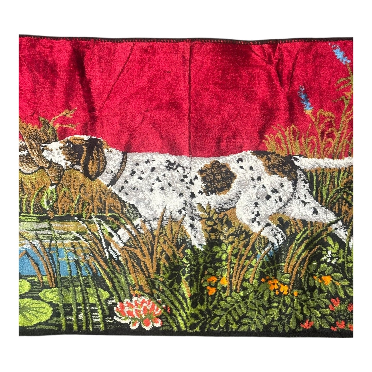 Italian Textile Wall Tapestry – Hunting Dog Scene by P & C Co., Made in Italy