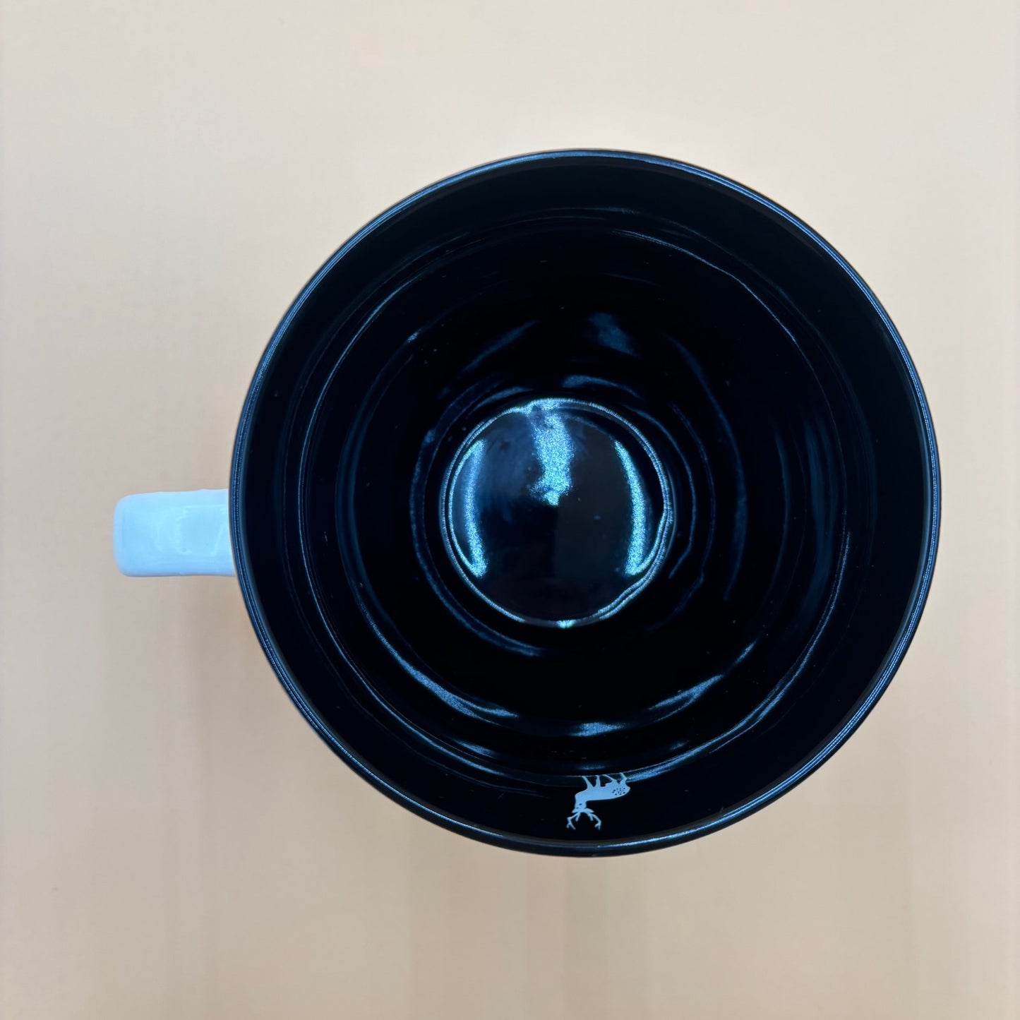 Vintage Holiday Latte Mug – Gold Pine Trees & Deer – 18oz Morris National