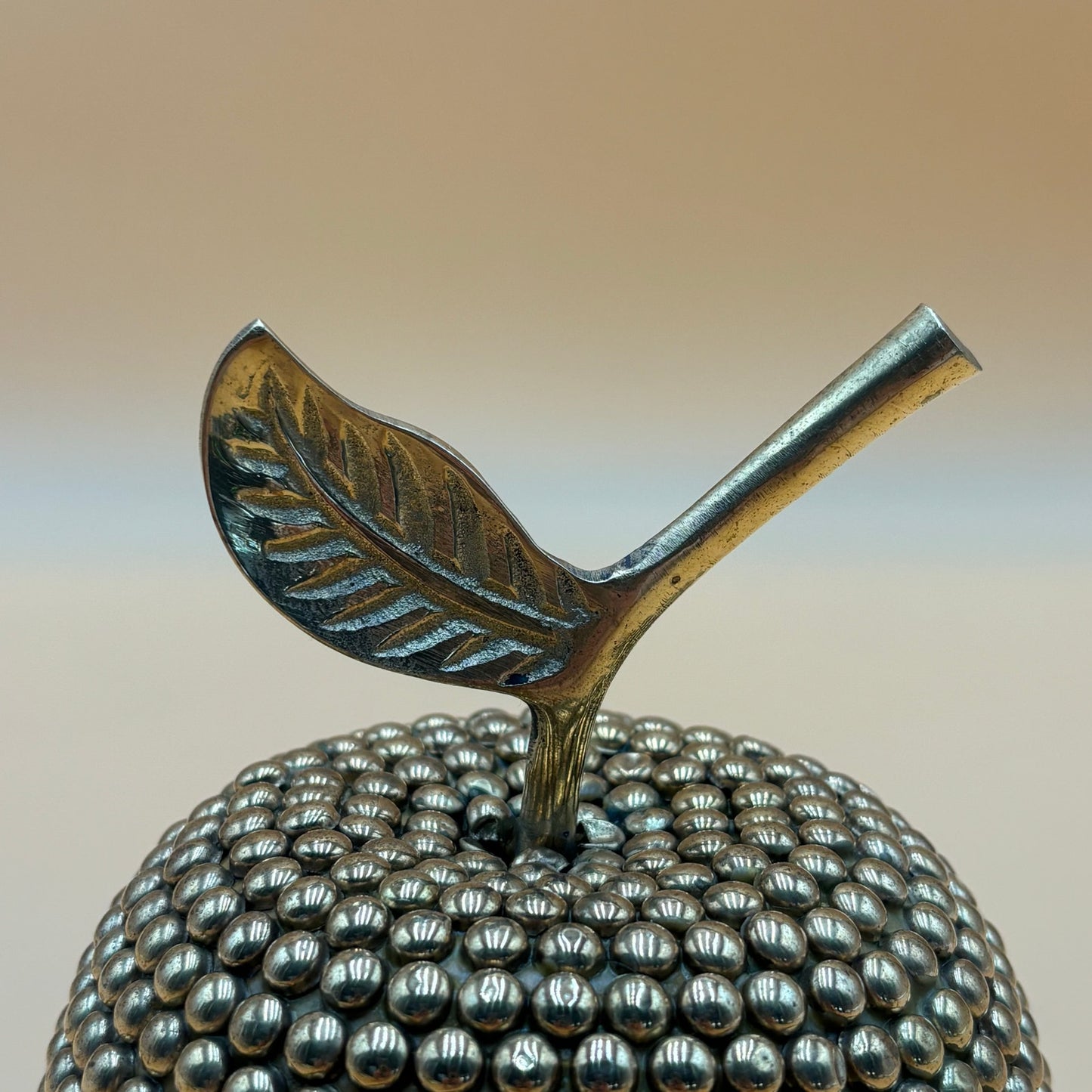 Vintage Brass Studded Apple Sculpture