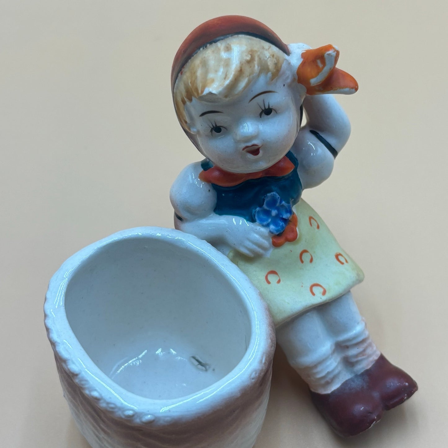 Vintage Japanese Girl with Bonnet Planter - Ceramic Trinket Dish