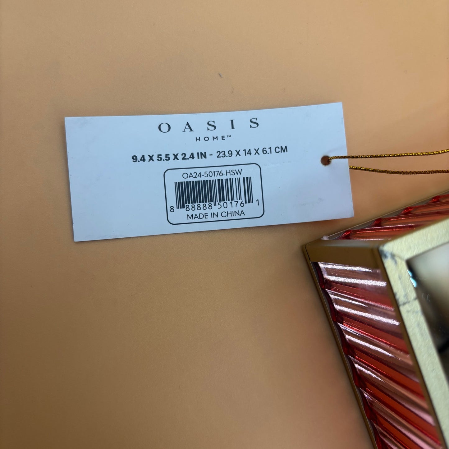 Oasis Home Glass & Mirror Display Box – Pink Faceted Sides – 9.5”