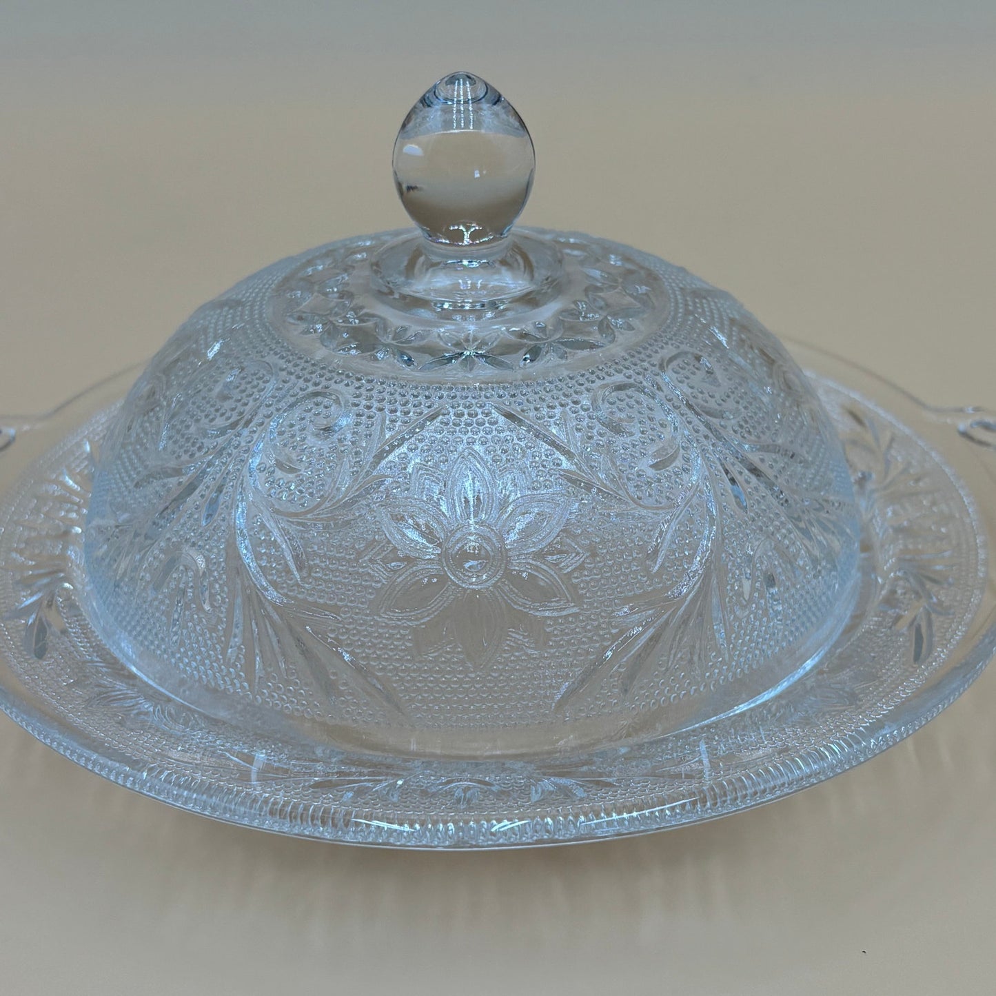 Vintage Anchor Hocking Crystal Sandwich Butter Dish