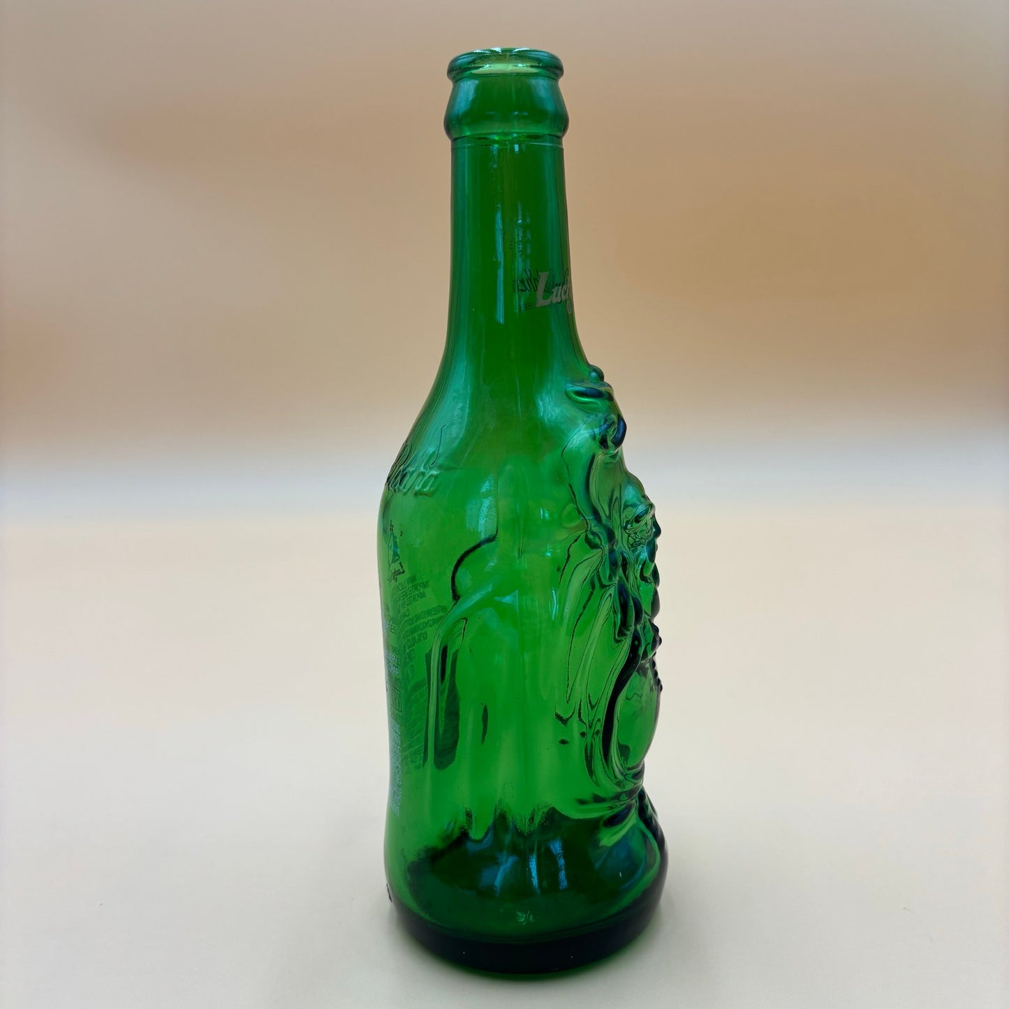 Vintage Lucky Buddha Beer Bottle – Embossed Green Glass Collectible