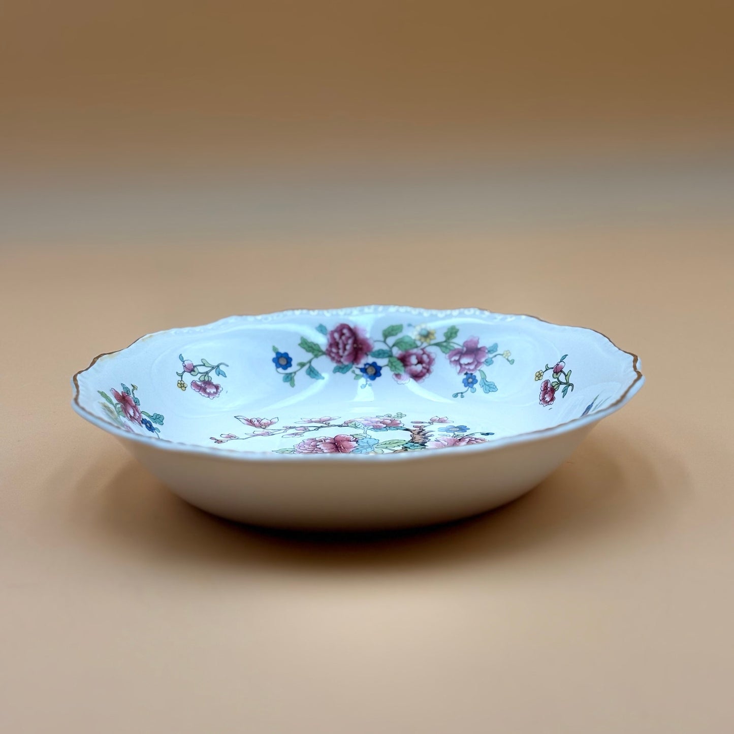Steubenville Indian Vintage Tree Bowl — Floral with Gold Trim