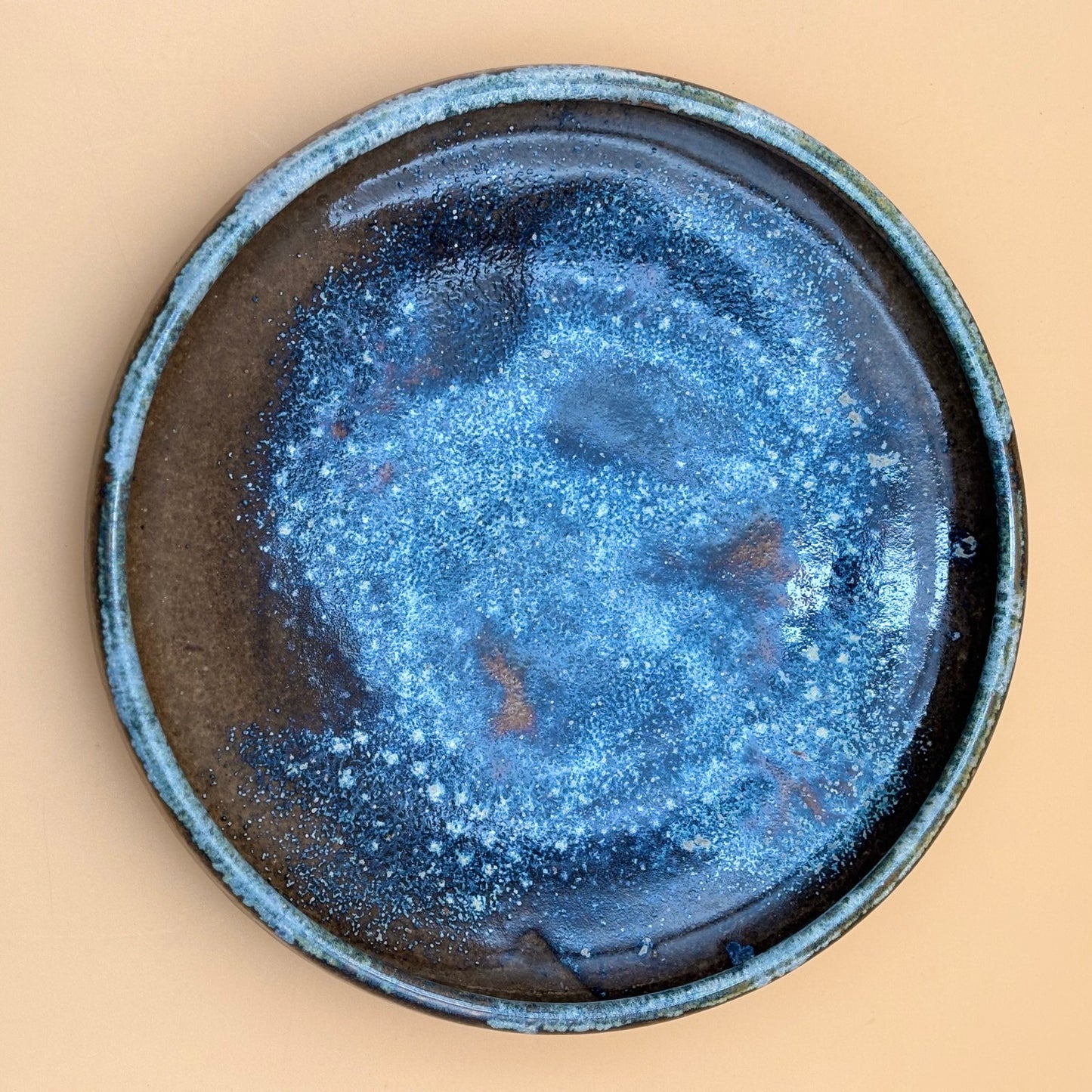 Vintage Studio Pottery Galaxy-Like Blue Glazed Bowl