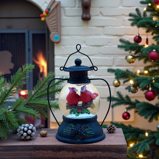 Cardinal Christmas Small Lantern Globe Figurine