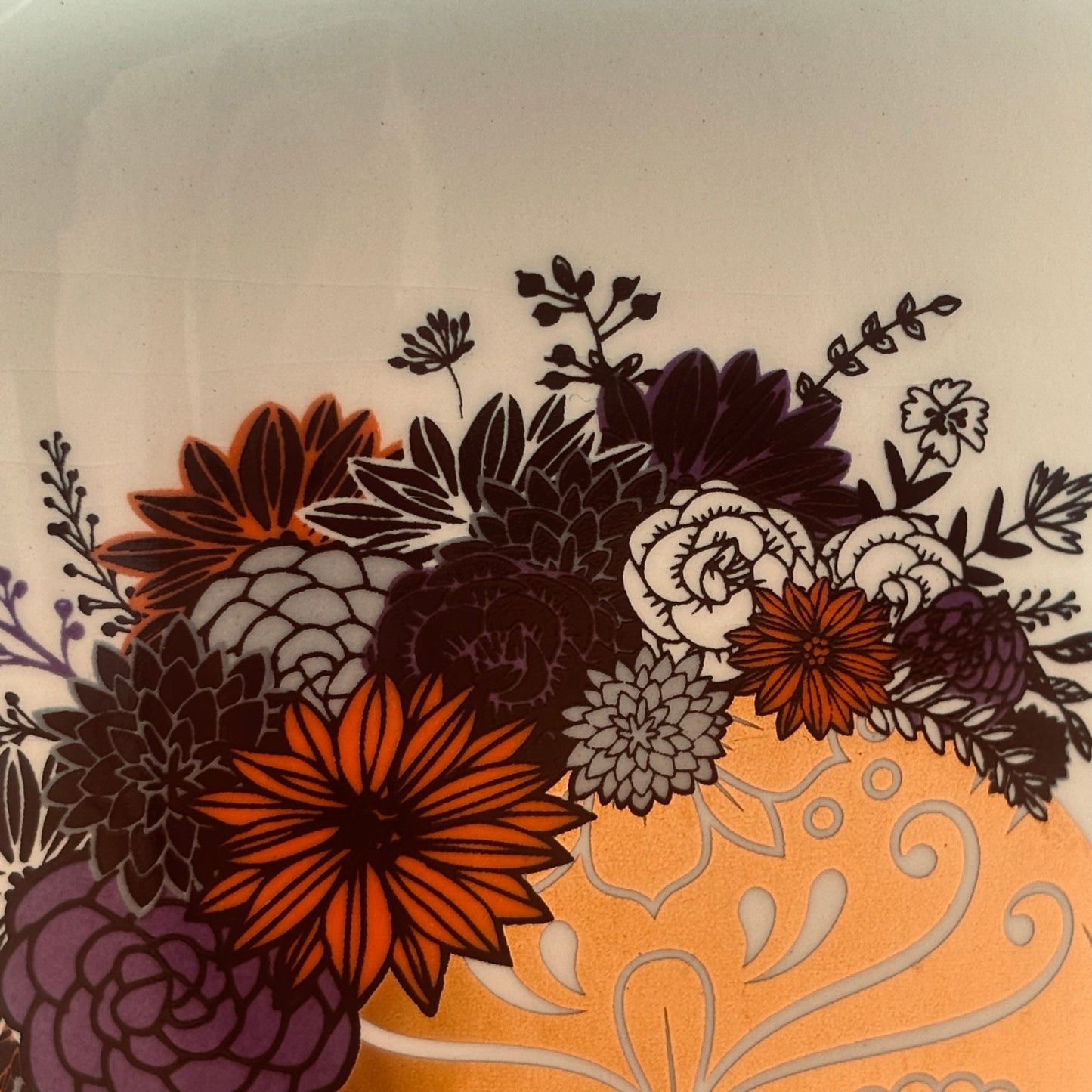 Floral Skull Porcelain Vase – Gold, Red, Purple & Black (7¼”)