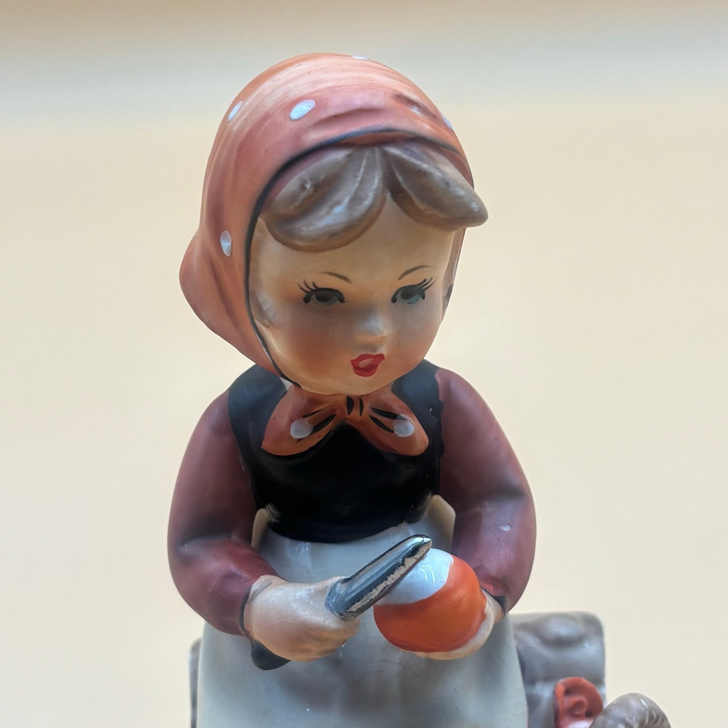 Vintage Erich Stauffer Figurine - Girl Peeling Apples #48512
