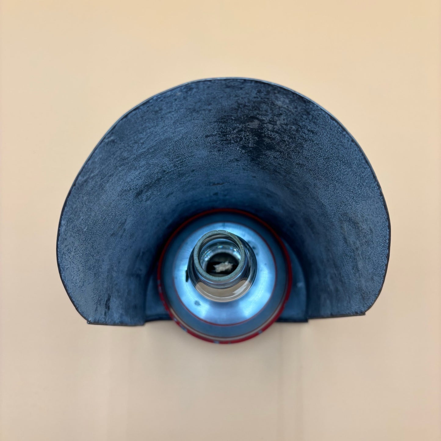 Vintage Mini Kerosene Oil Lamp with Metal Reflector Shield - Red Stripe