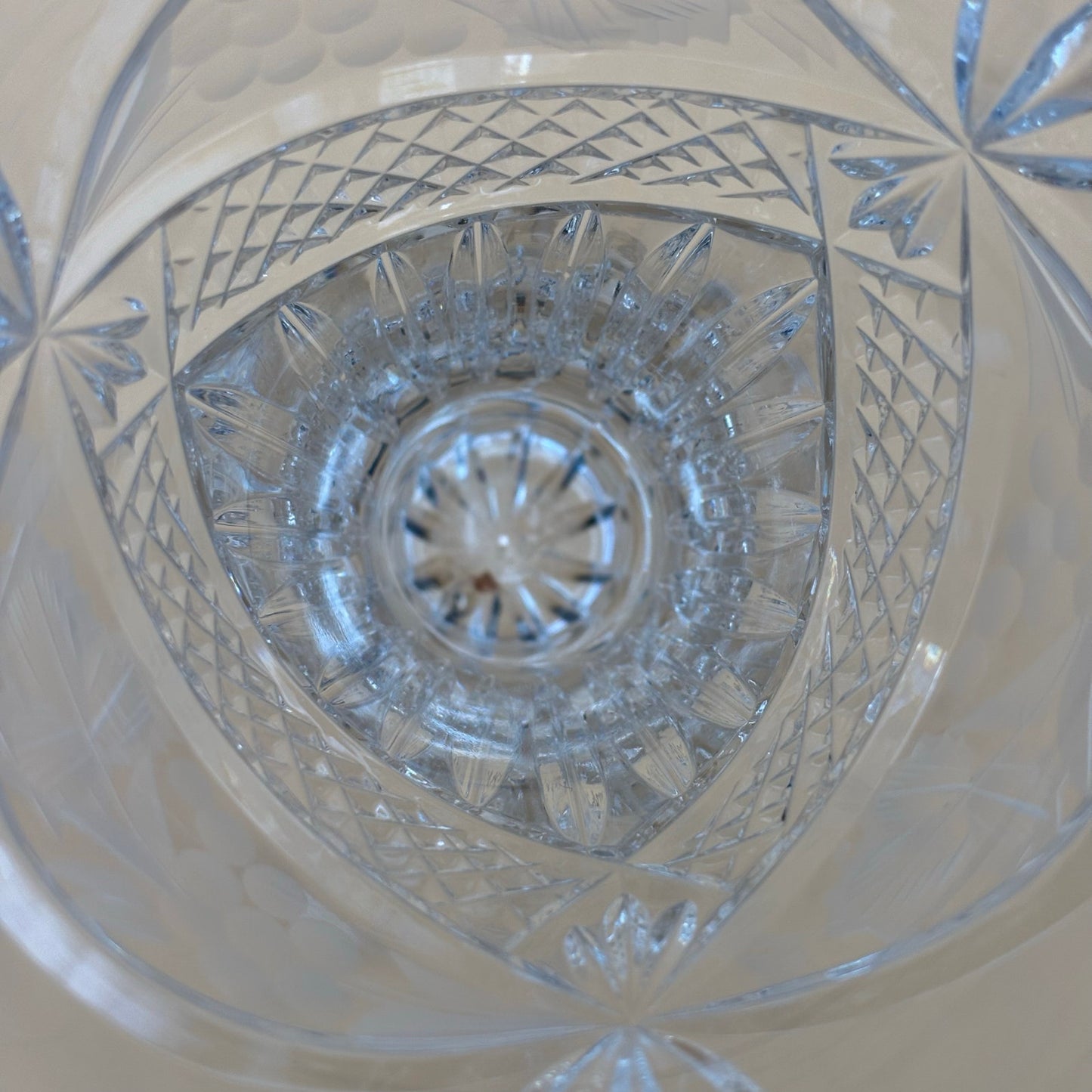 Cut Glass Vase with Scalloped Rim and Starburst Base