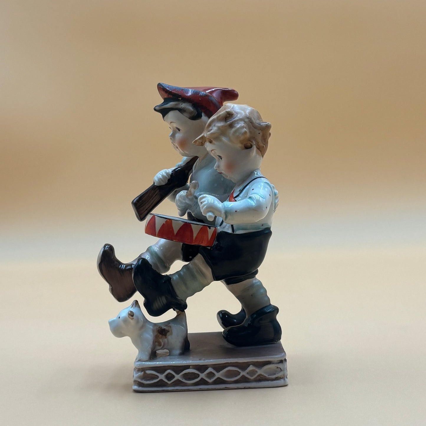 Vintage Occupied Japan Boys with Drum & Rifle Figurine 1950s