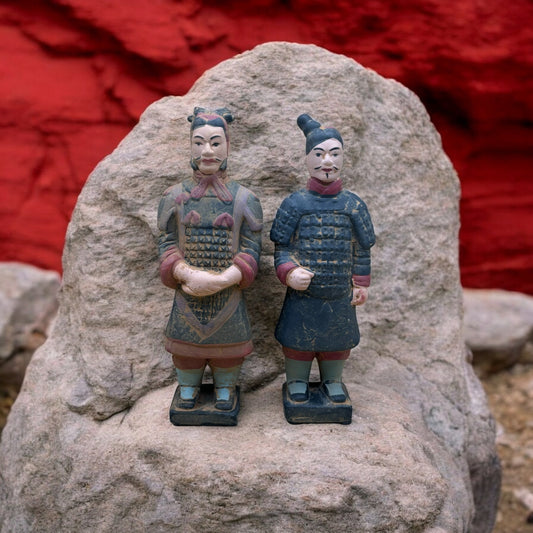 Vintage Chinese Terracotta Warrior Figurines - Set of 2