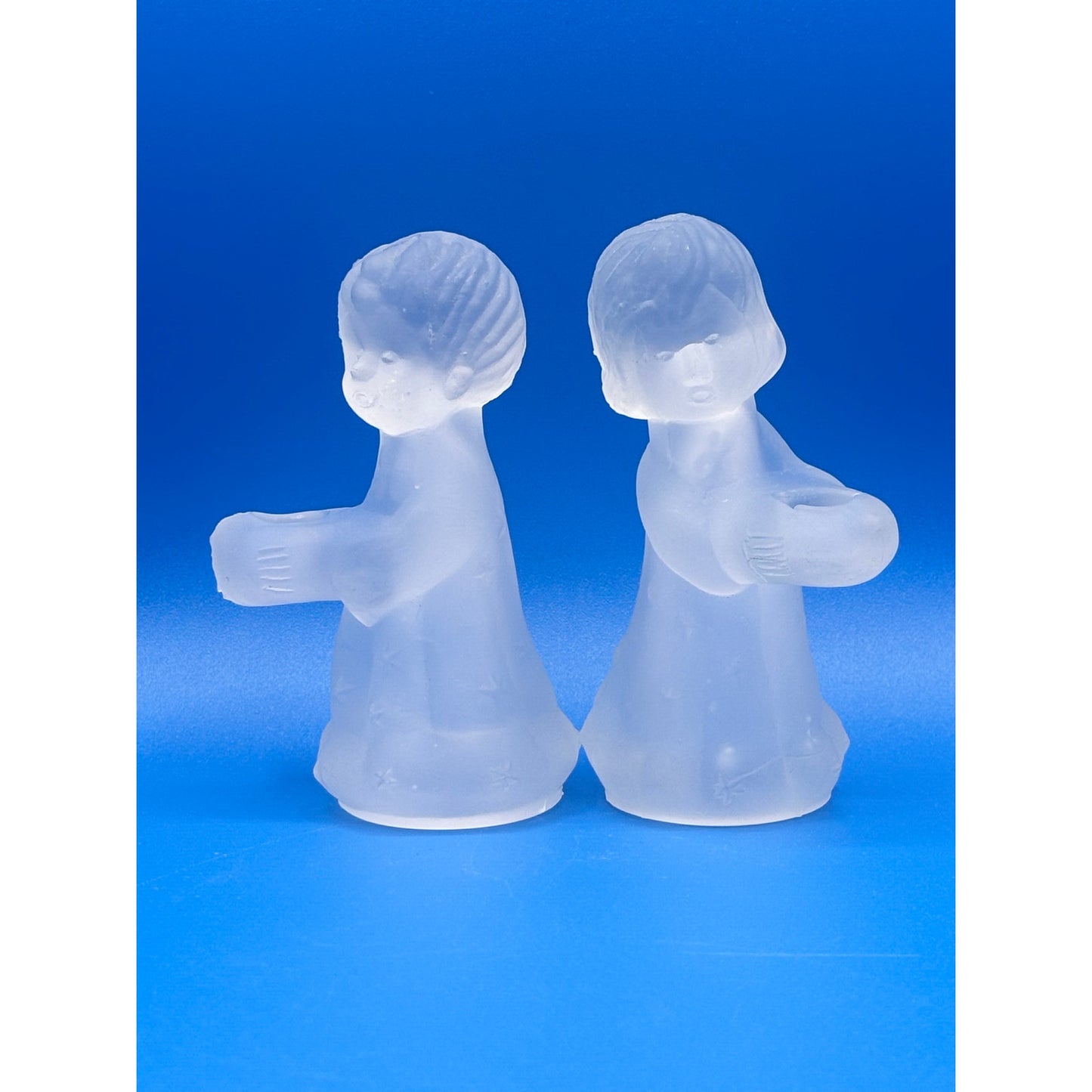 Pair of Vintage Frosted Glass Child Taper Holders