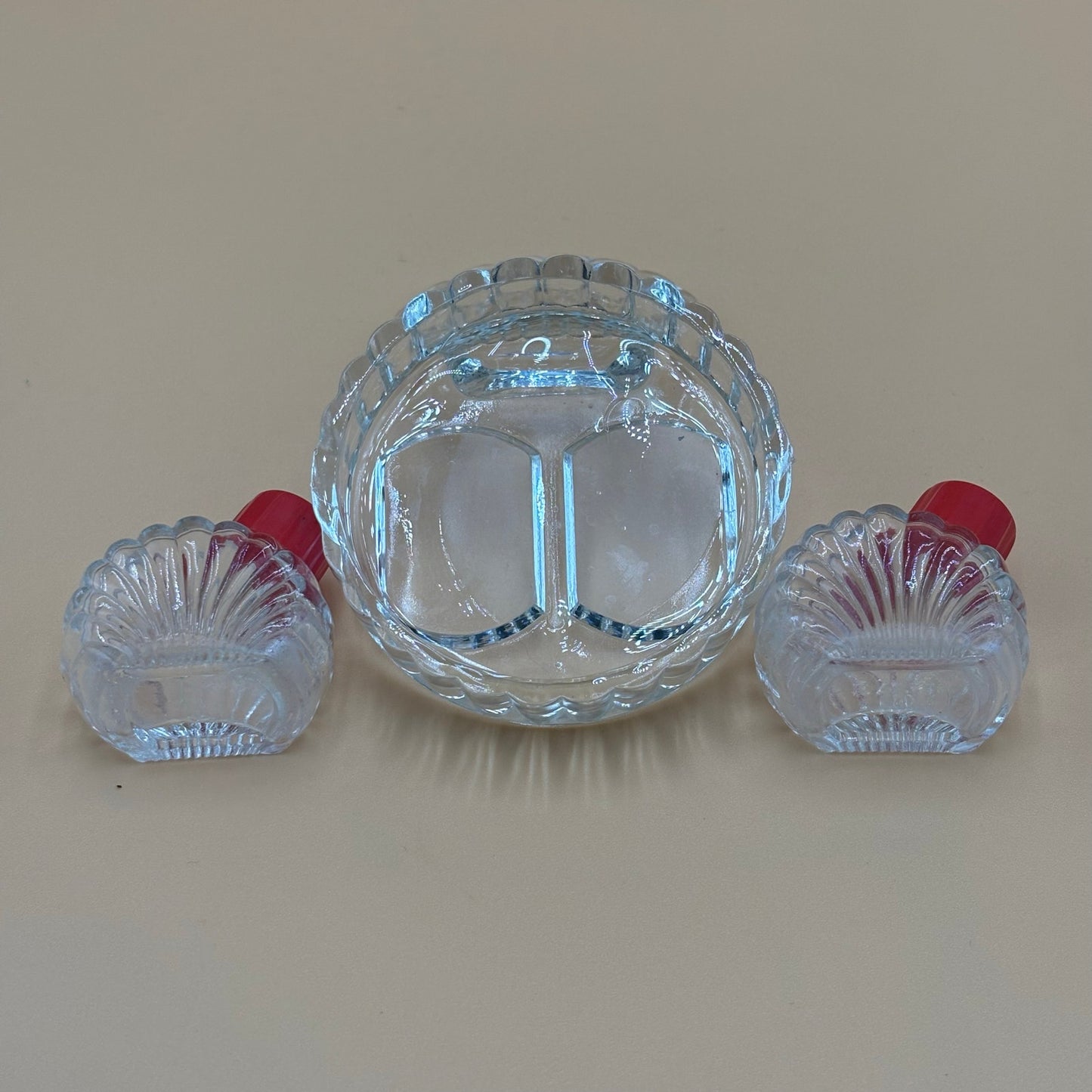 Vintage Pressed Glass Seashell Salt and Pepper Shakers Set