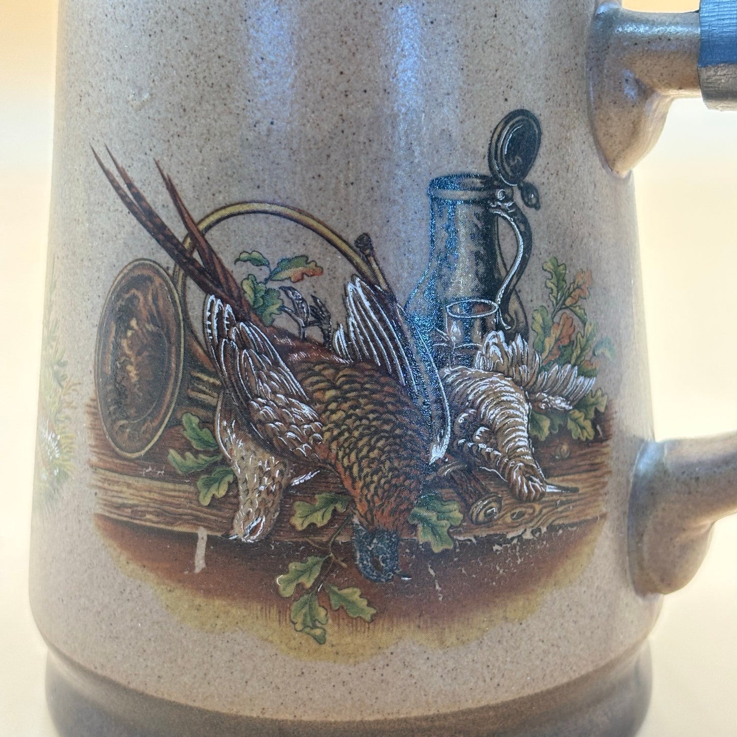 Vintage Marzi & Remy German Beer SteinPh easant & Deer Hunting Scene Pewter Lid
