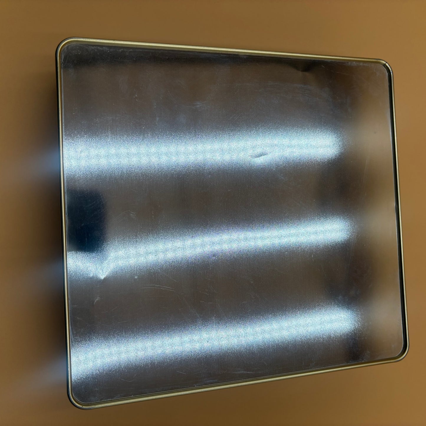 VTG French Victorian Biscuit Tin - Gold Embossed Scene